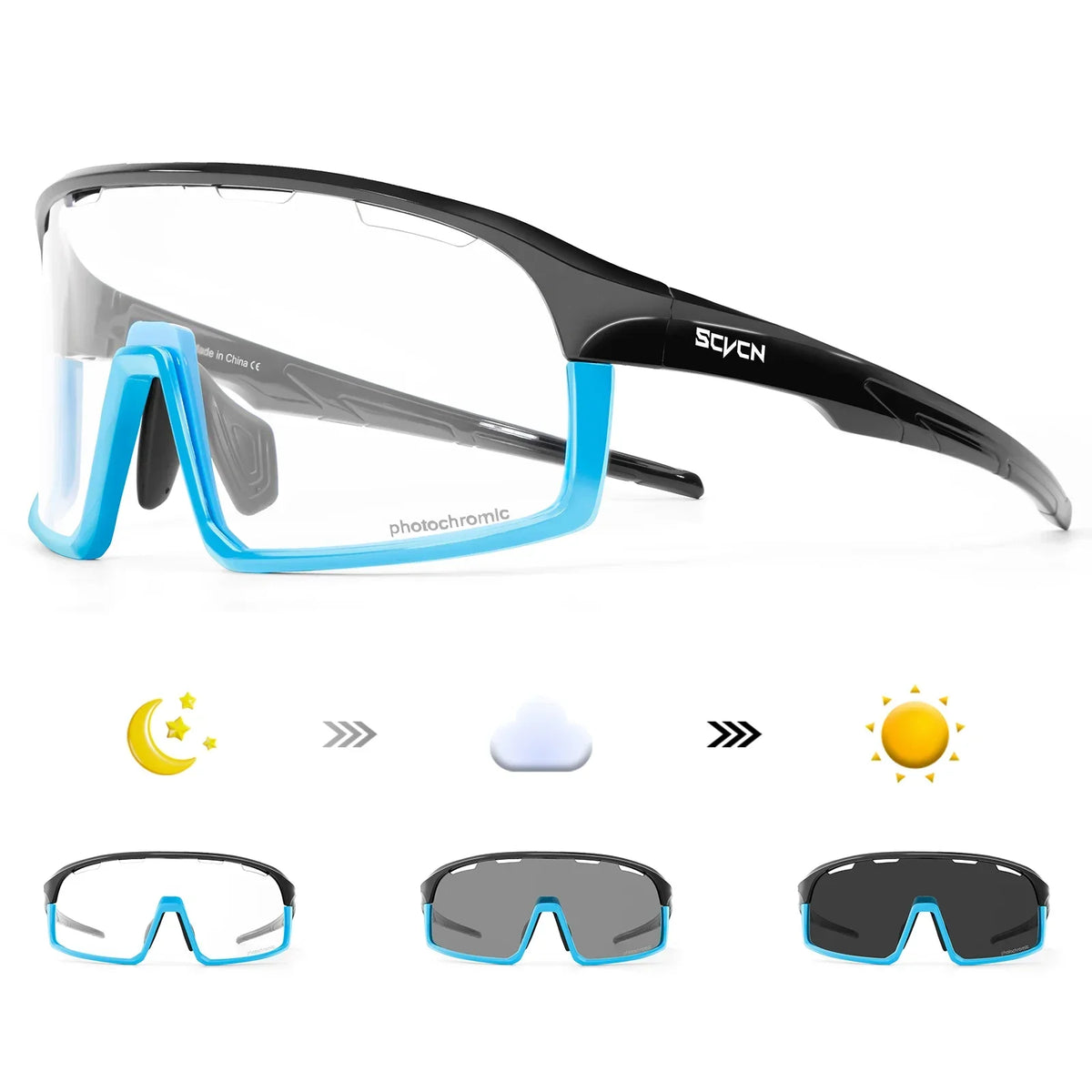 SCVCN New Photochromic Sunglasses Men Outdoor Cycling Glasses Bike MTB Road Bicycle UV400 Goggles Women Sports Hiking Glasses