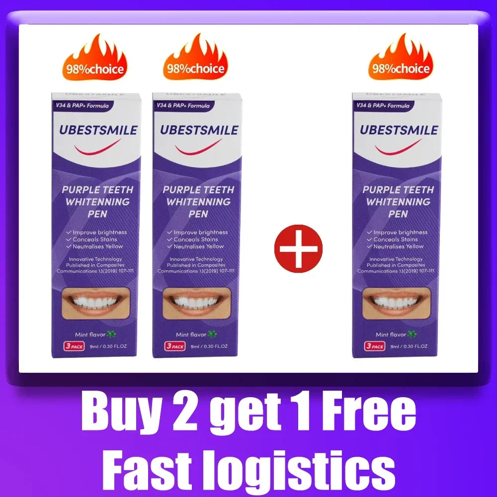 Purple Instant Teeth Whitening Pen Tartar Toothpaste Clean Teeth Stains No Sensitivity for Clearer Brighter Smile Cavity Care bd
