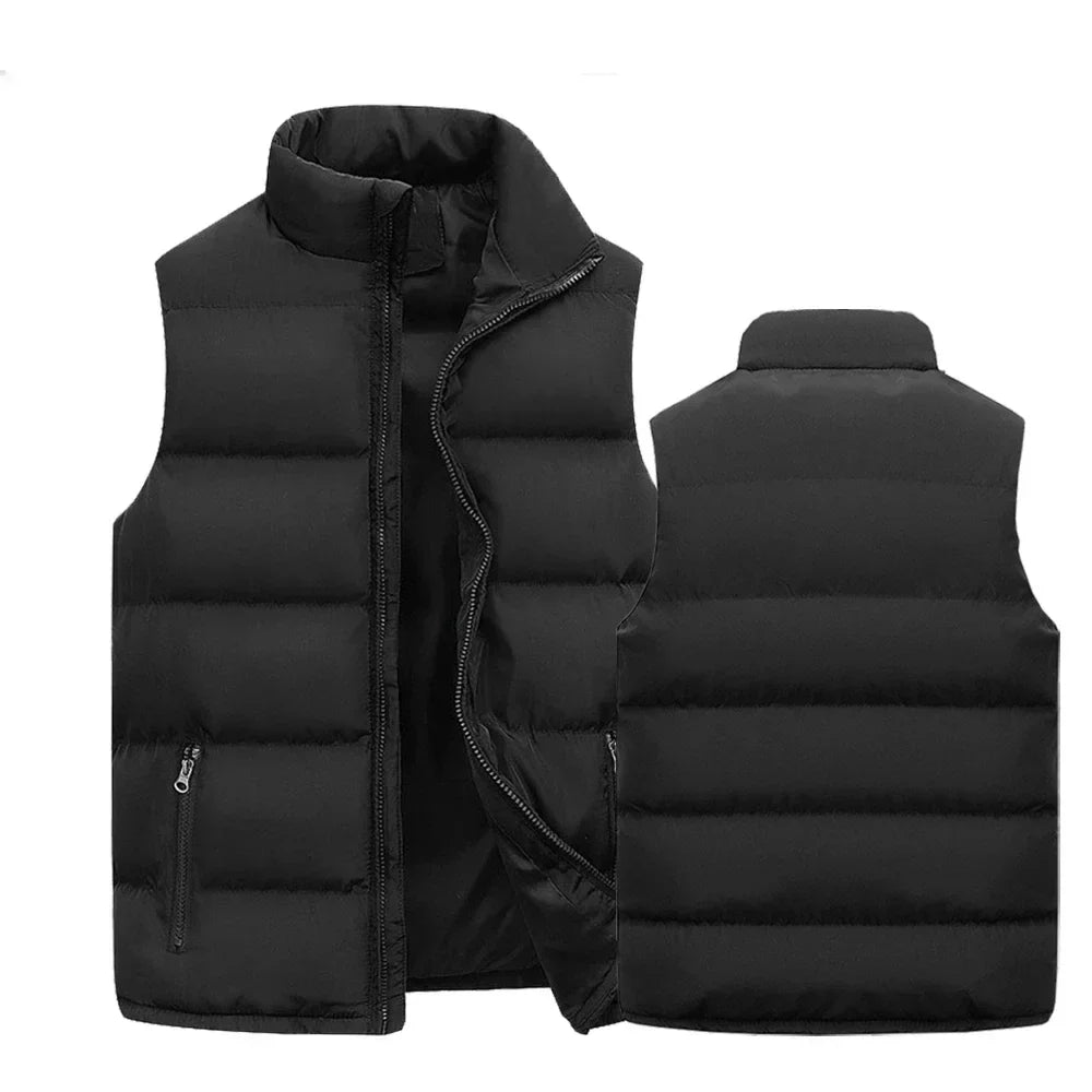 White Vest Jacket Men Slim Fit Stand Collar Sleeveless Puffer Jackets Spring Autumn Casual Waistcoat Men Warm Coat 2024 Trends