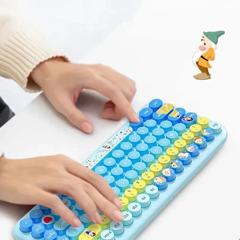 Kawaii Princess Wireless Keyboard and Mouse Set Cartoon Theme Keycaps Keyboards 2.4G Wireless Keyboard For Laptop Girls Gift