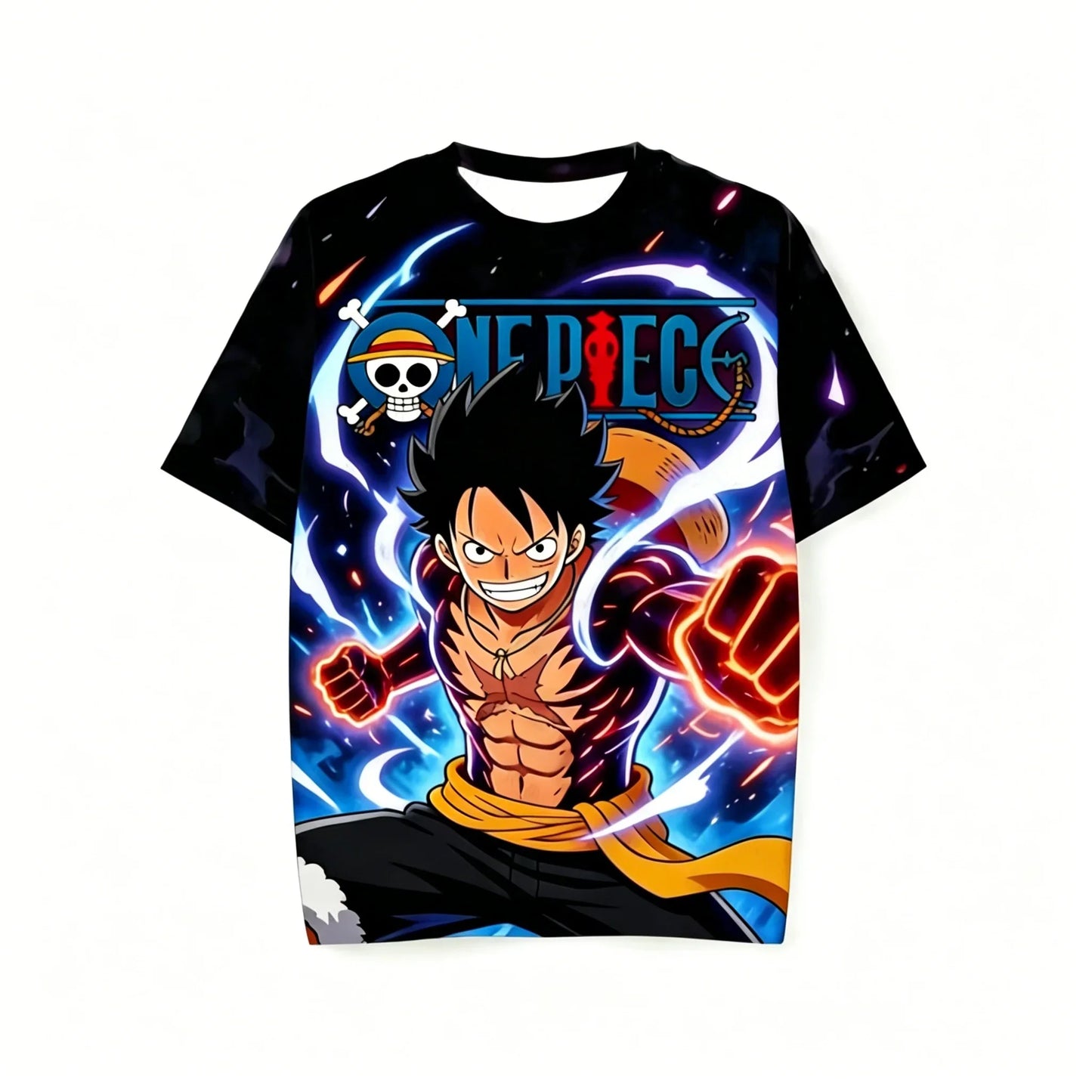 One Piece Luffy Anime Printed Short Sleeve T Shirt And Shorts Set Unisex For Children And Adults Stylish Home Sleepwear Suit