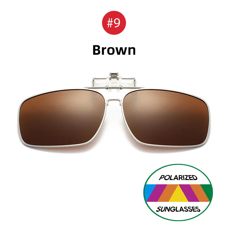 VIVIBEE Mens Metal Clip on Sunglasses Polarized Eyeglasses UV400 Women Square Night Vision Driving Sun Glasses