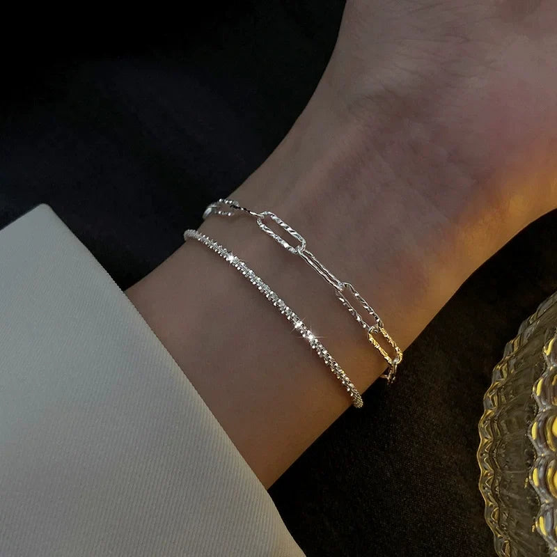 5pcs/set Rhinestone Butterfly Bracelet Set for Women Korean Fashion