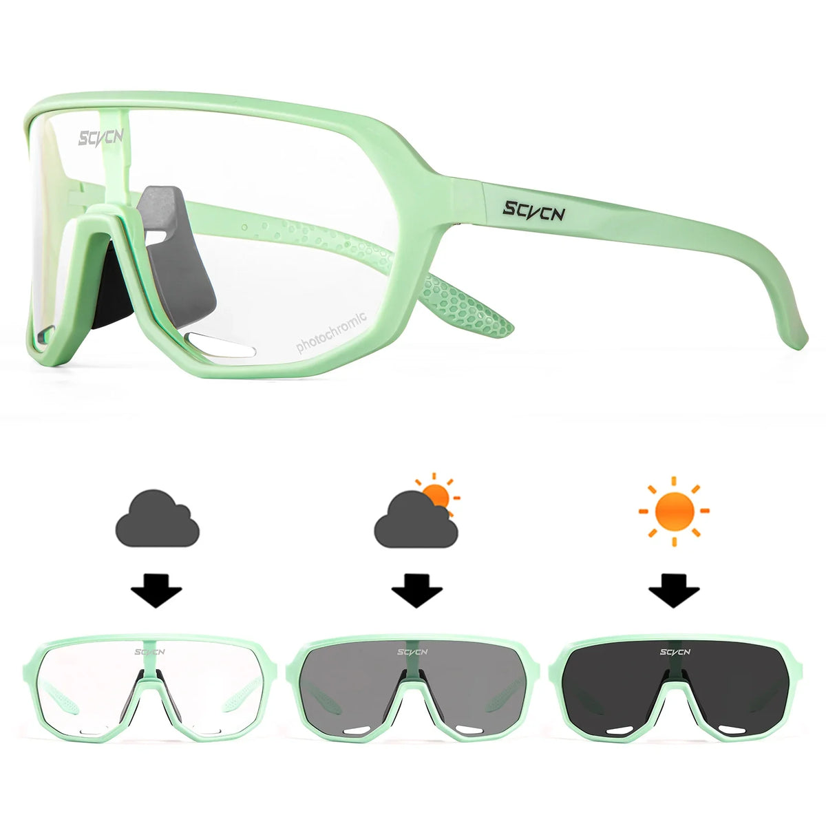 Scvcn Cycling Glasses Photochromic Sunglasses for Men Sun Mountain Bike Road Bicycle Eyewear Cycle Goggles Sports UV400 MTB