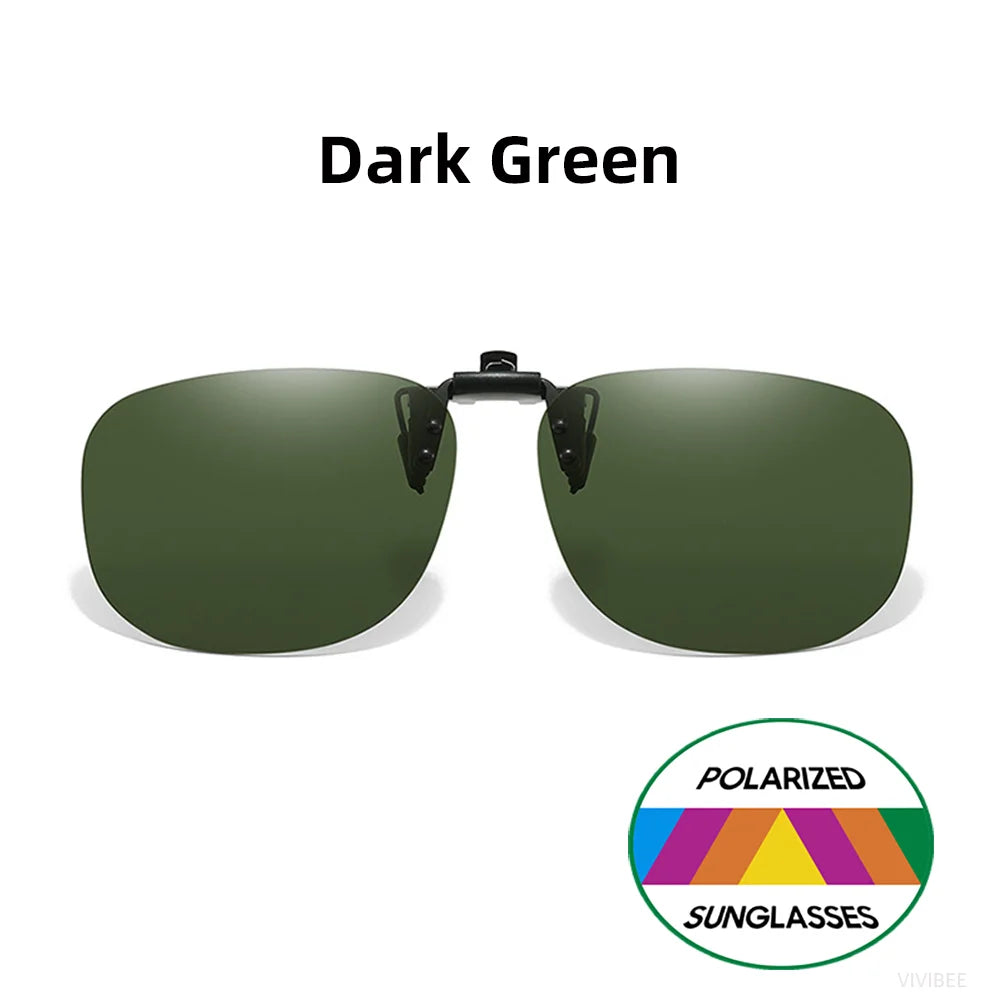 VIVIBEE Flip Up Clip On Sunglasses Polarized Men Square UV400 Photochromic Night Vision Women Classic Mirror Clips