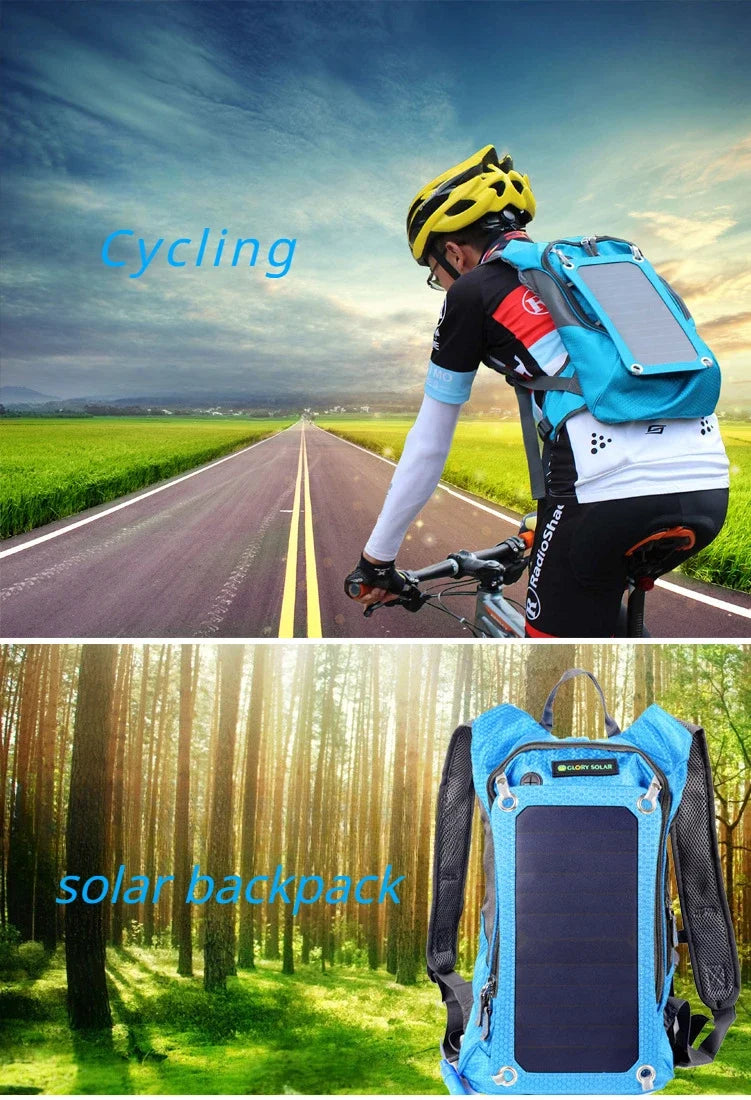 10W Solar Charging Backpack 20L USB Outdoor Hiking Backpack Waterproof