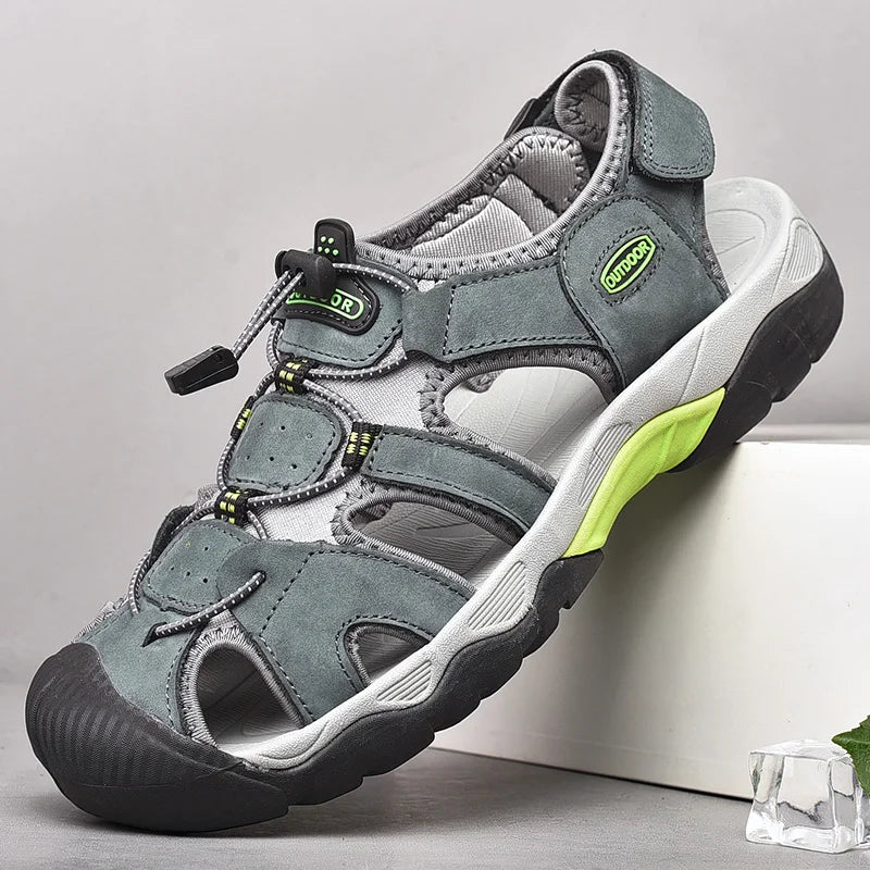 Summer Men's Shoes 2023 New Casual Sandals Outdoor Walking Anti-slip Beach Sports Shoes Platform Sandals Leather Slipper Man