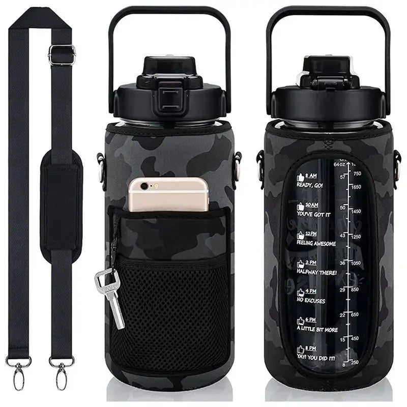 Motivational  Leakproof Half Gallon Water Bottle with Straw