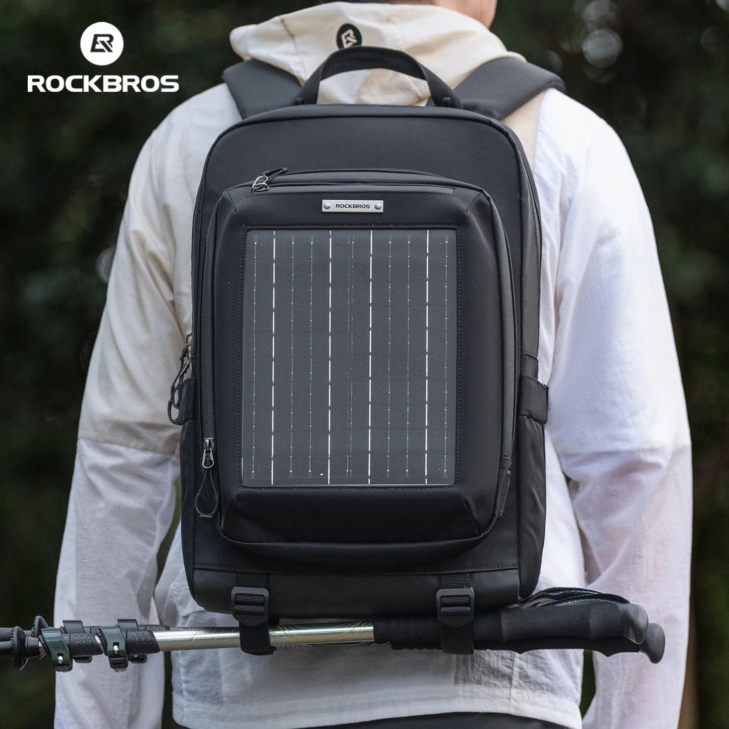 ROCKBROS Shoulder Bag 20L Large Capacity Solar Power Supply Backpack 10V USB Portable Solar Panel Outdoor Sports Hiking Backpack