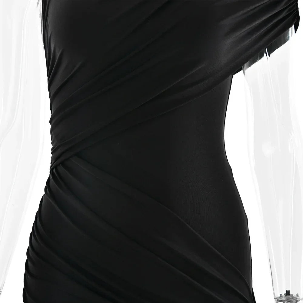 Irregular Pleated Mini Dress | Tassel Hem Streetwear Dress - Femstylo