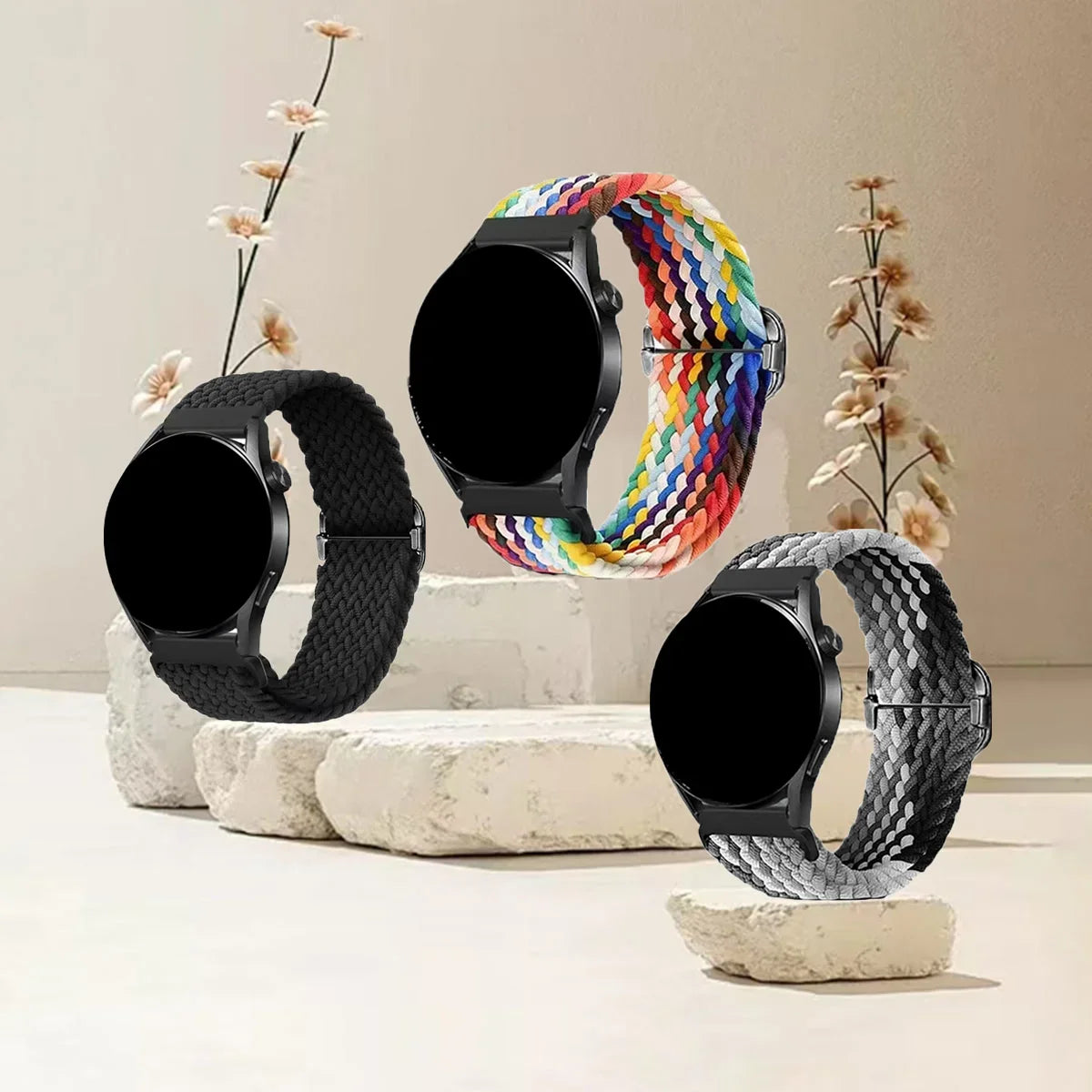 TicWatch Pro 3, E3 & GTH Braided Stretch Loop Band 3-Pack