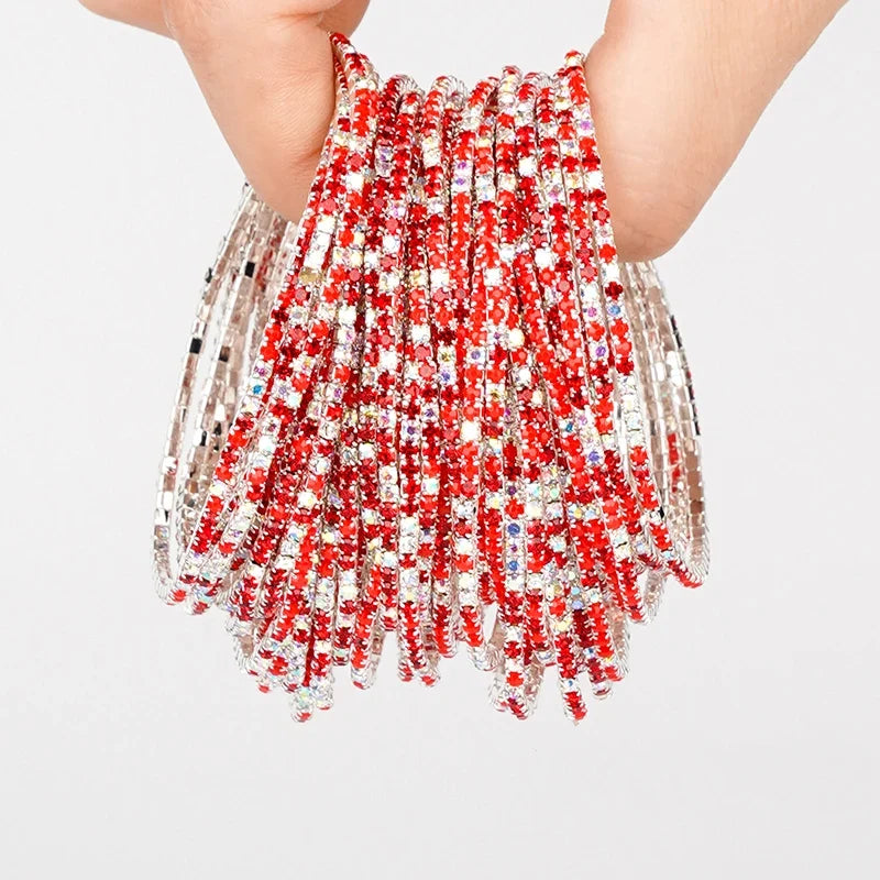 5pcs Fashion Colorful Acrylic Crystal Rhinestone Elastic Bracelet for