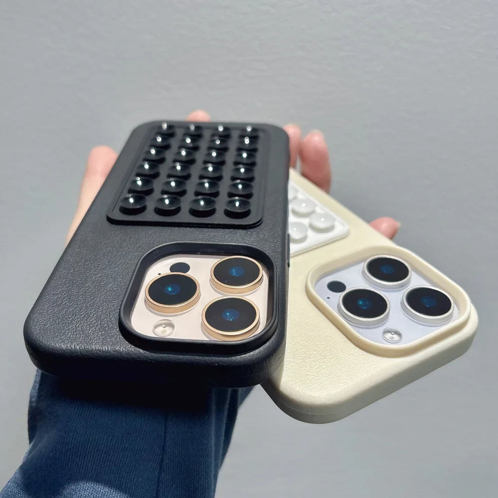 Luxury 3D Suction Cup Stand Litchi Pattern Phone Case