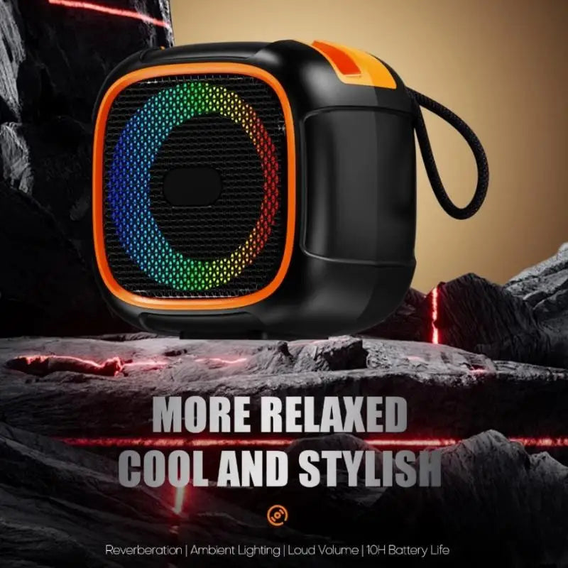 Mini Portable Bluetooth Speaker With Phone Holder, RGB Lights, Super Bass & 10H Playtime For Travel