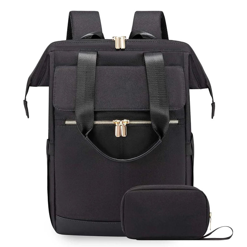 Cream Color Women Travel Laptop Backpack Large Capacity Multi-Piece Luggage Bag Simple Versatile Shoulder School Bag Travel Bags