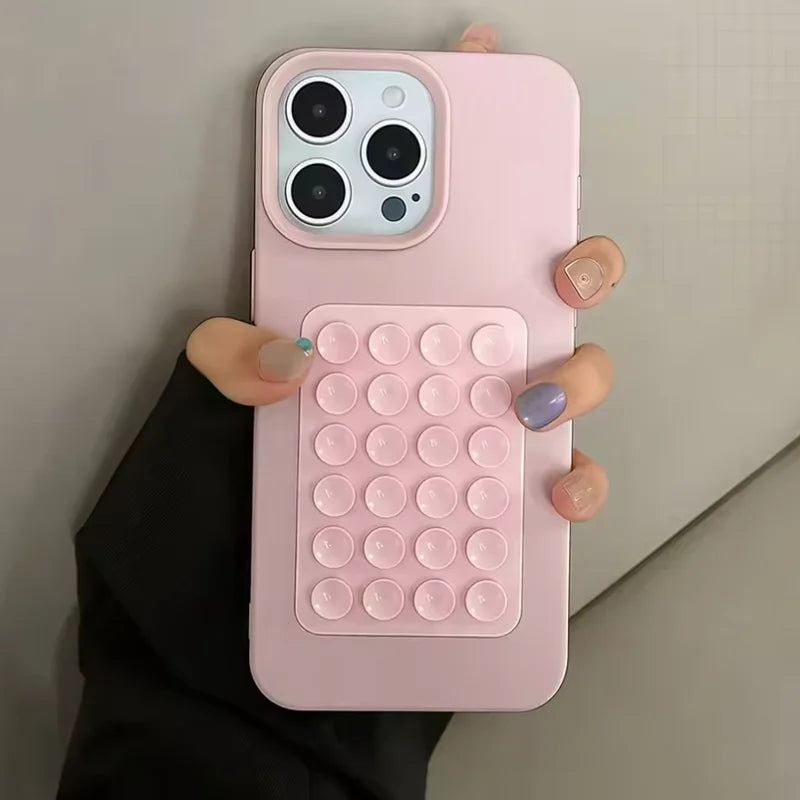 Luxury 3D Suction Cup Stand Litchi Pattern Phone Case