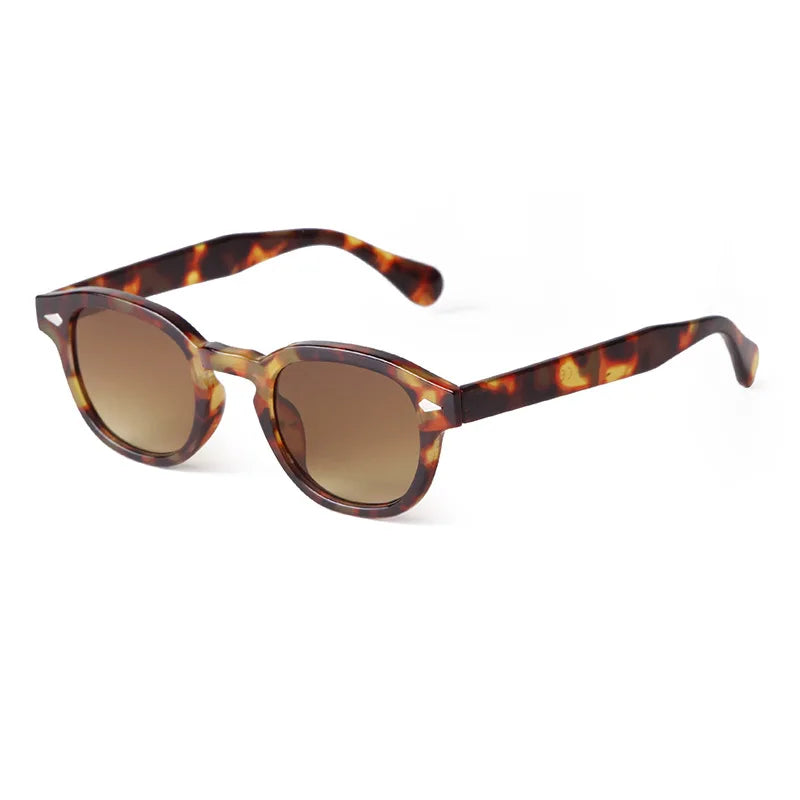 Vintage Fashion Shell Round Sunglasses Women Men 2024 Brand Design Retro Rivet Yellow Blue Lens Square Sun Glasses Female UV400