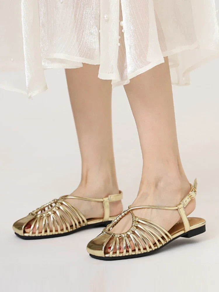 ZAROY Women Flat Sandals Summer Narrow Band Roman Shoes Casual Plus Size Brand Designer Banquet Beach Gladiator Sandalias Zapato