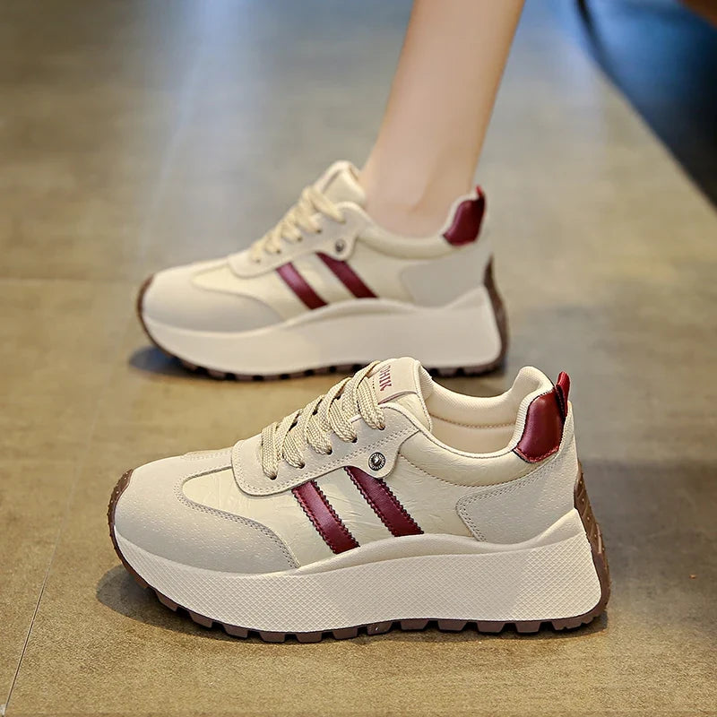 Moipheng Women Shoes Breathable Lace Up Platform Sneakers Lightweight Outdoor Training Sport Shoes Casual Running Sneaker Tenis