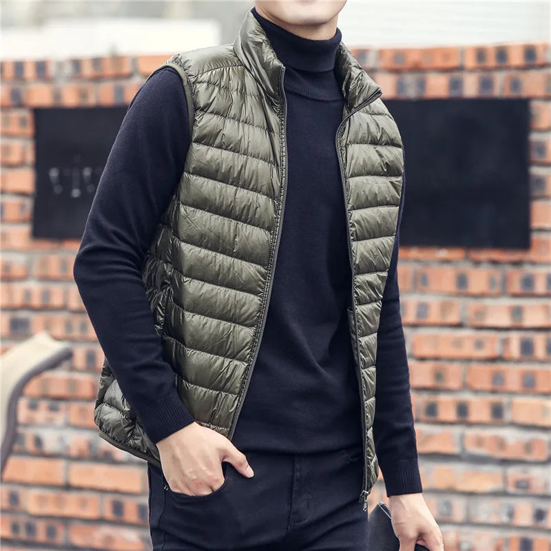 Men's Sleeveless Puffer Jackets Fashion Brand Men Down Vest Coats New Winter Casual Lightweight Down Duck Vest Coats Male