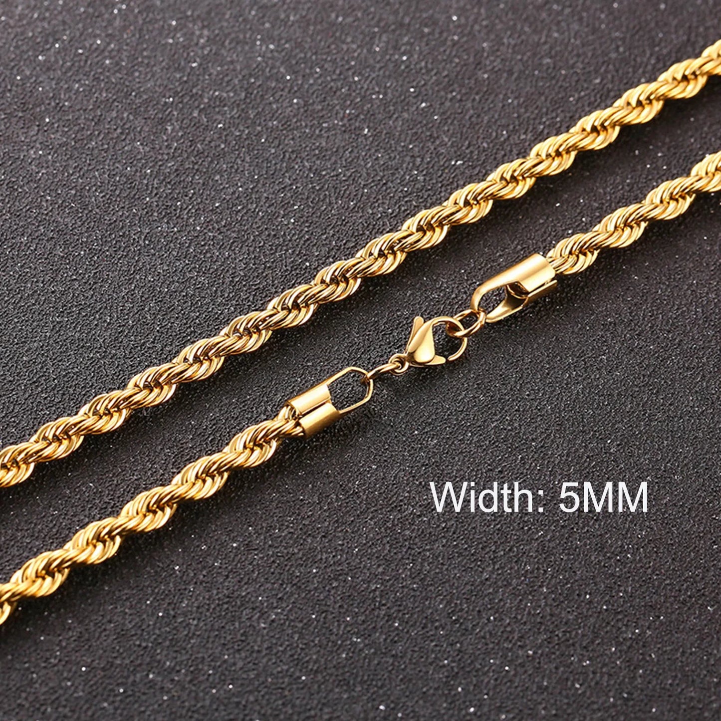 3-11mm Classic Cuban Chain Necklace for, Silver Black Gold Grey Color