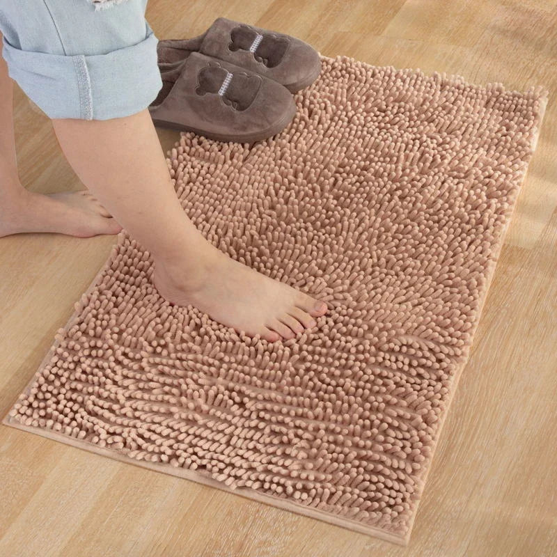 Chenille Bathroom Carpet Non Slip Bath Mat Soft and Comfortable Plush Living Room Door Bathroom Absorbent Foot Floor Matscarpet