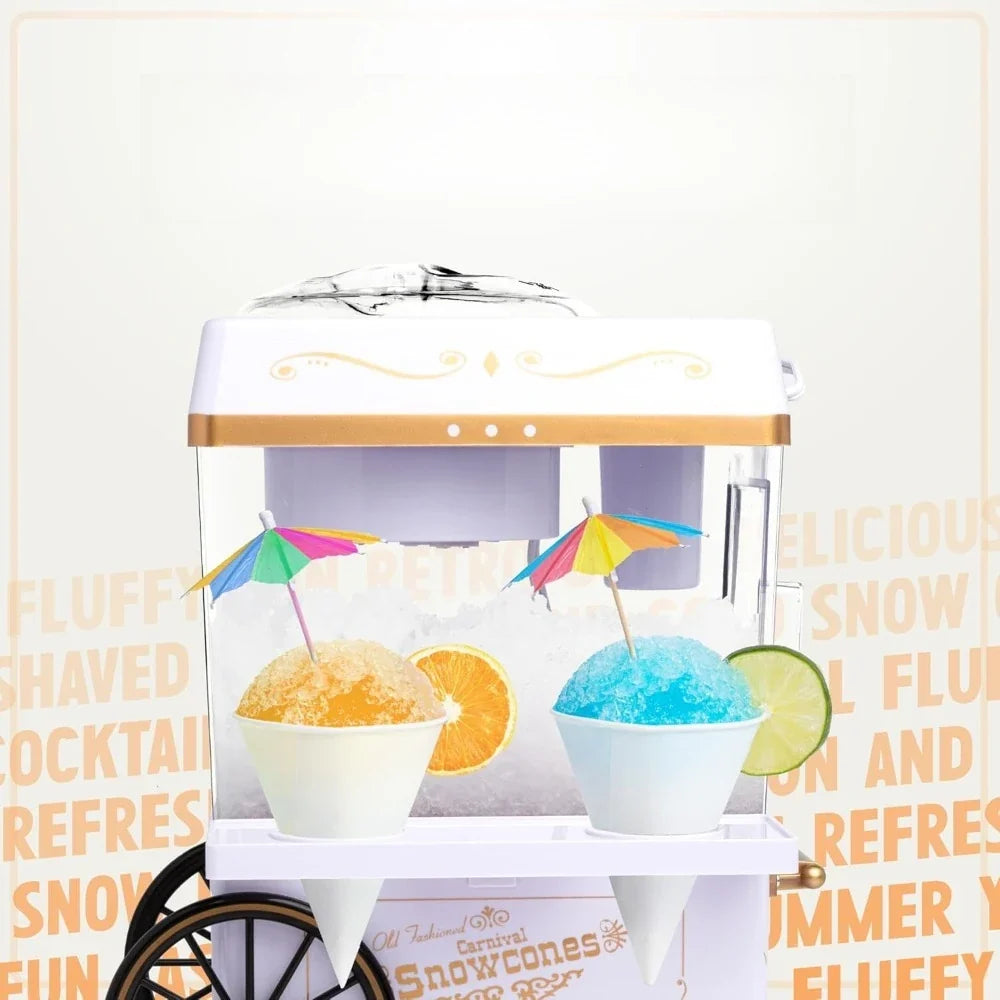 Retro Table Top Snow Cone Machine for Shaved Ice Slushie Maker with Cups and Scoop
