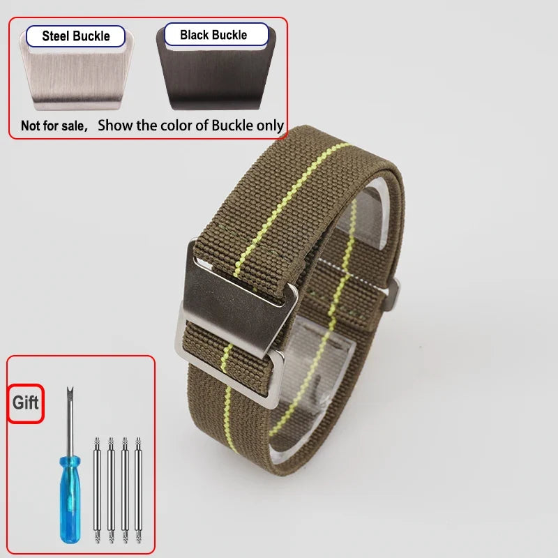 Garmin 18/20/22mm Quick Release Elastic Parachute Nylon Band with Hook Clasp