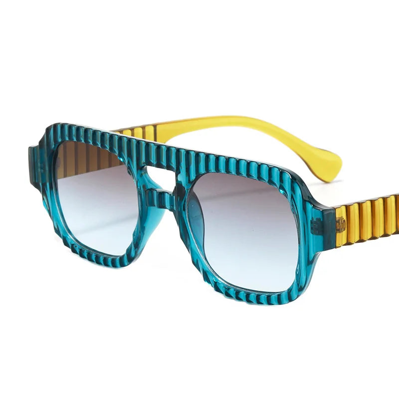 New Retro Double Beam Square Women Sunglasses Gradient Shades Design Men High Quality Sun Glasses UV400