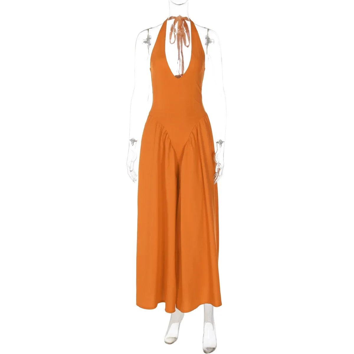 Talenza Backless Deep V Spliced Long Dress Summer Women's Sexy Party Dress Halter New Fashion Slim White Sleeveless Long Dress