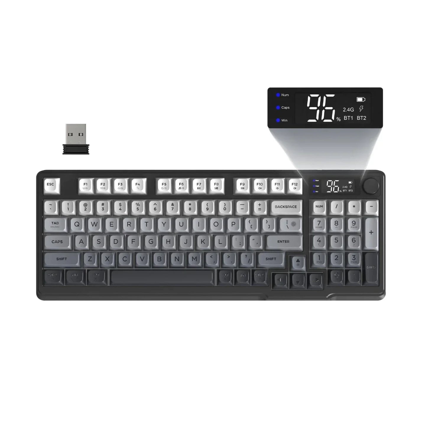 M96 Wireless Keyboard and Mouse Set, Bluetooth&2.4G, Smart Screen, 96 Keys, RGB, Silent Keyboard Mouse Combo