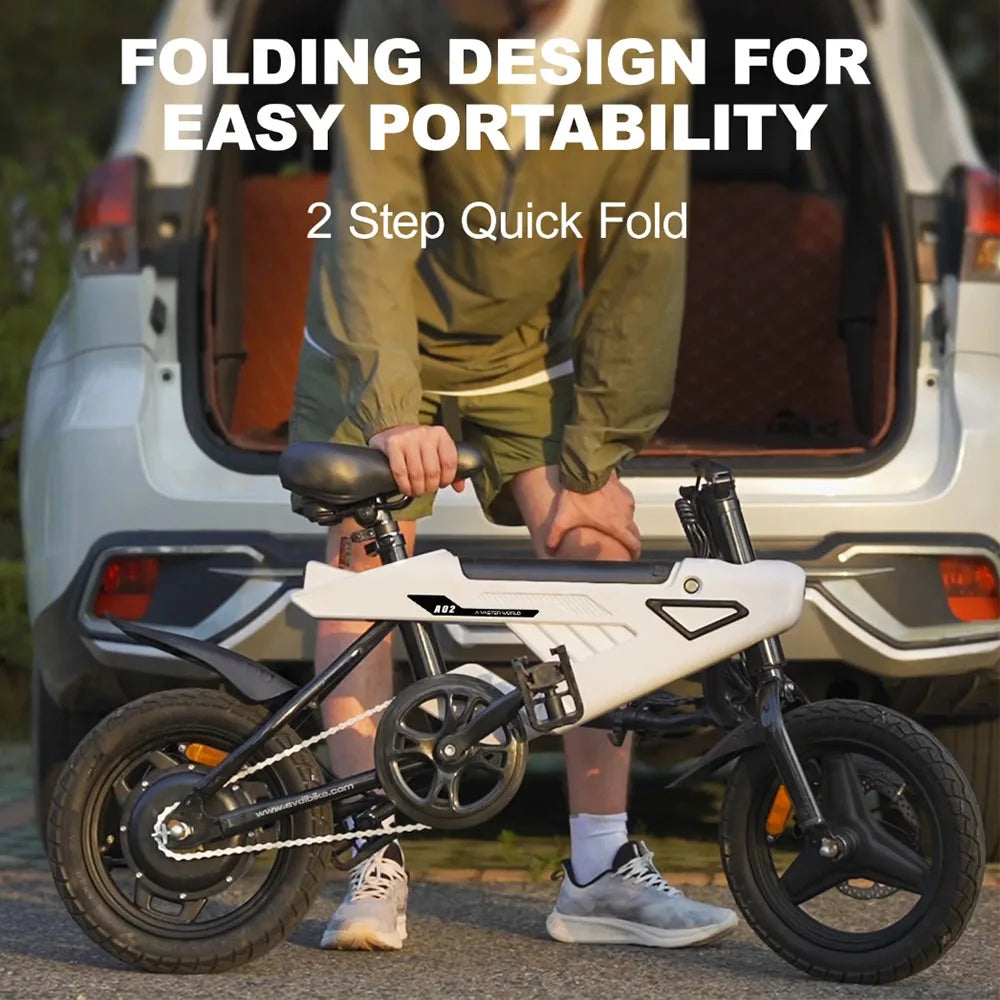 A02 Electric Folding Bike With 250W Motor 14inch Wheels 36V 6.4Ah Battery Kids Ebike