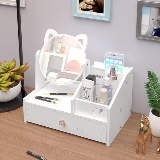 Caja de almacenamiento de maquillaje para gatos