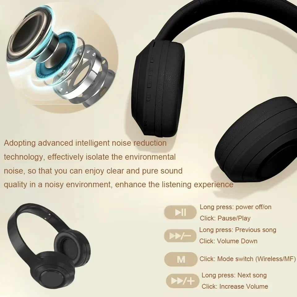 Original Bosete Wireless Bluetooth Over Ear Earphones 9D Surround Bass Headsets Sports Noise Reduction Gaming Earphone with Mic