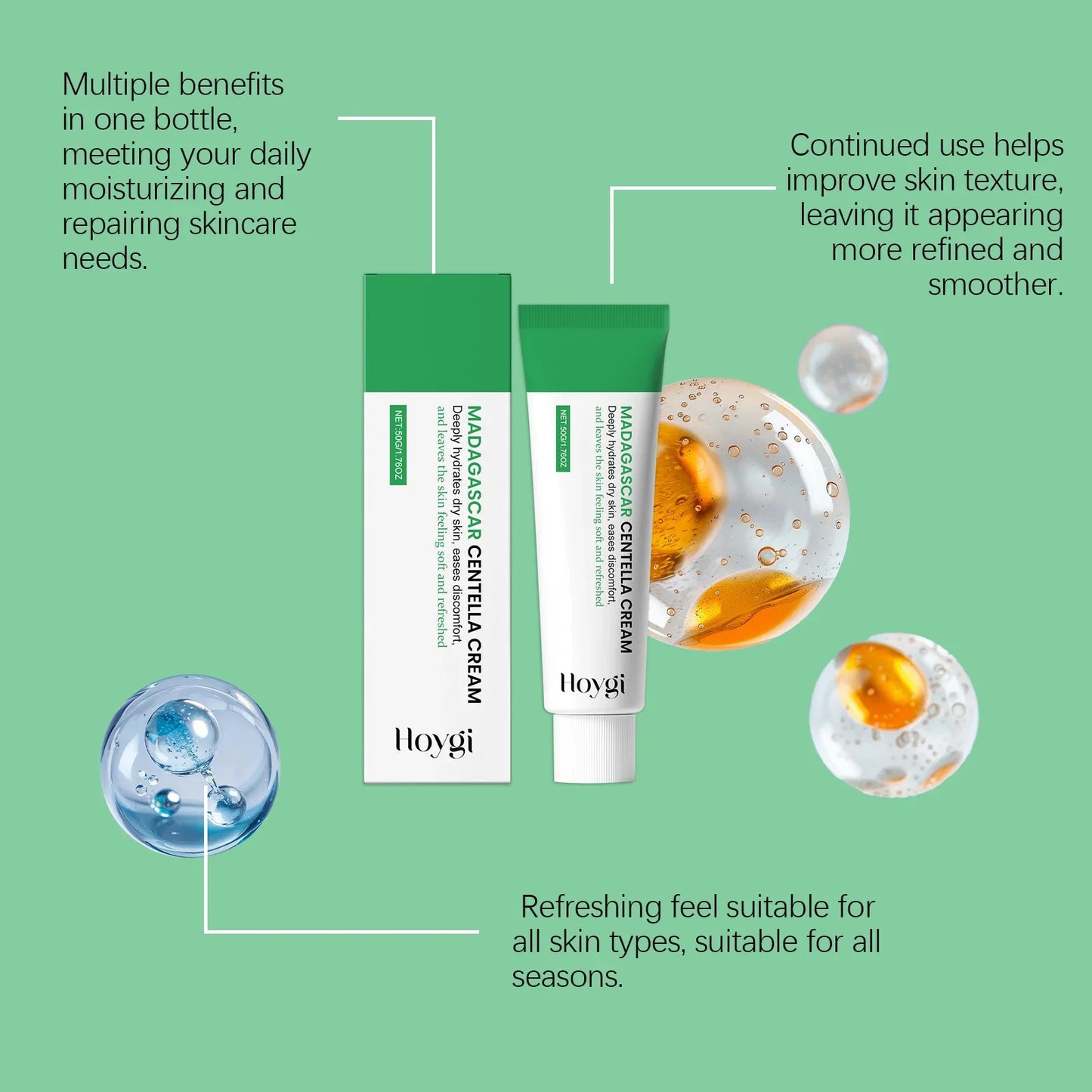 Centella Soothing Cream with Ceramide & B5 Face Repair Moisturizer Redness Relief Soothing Cream for Dry Sensitive Skin