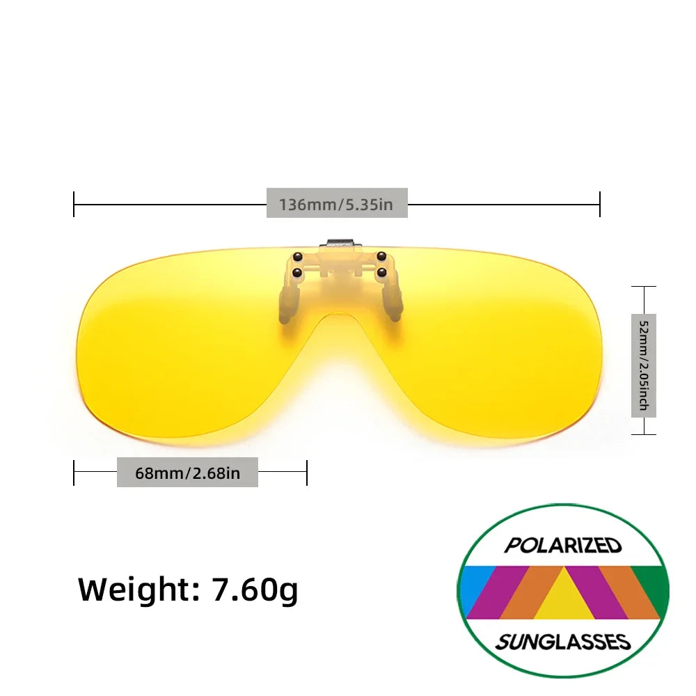 VIVIBEE Flip Up Clip On Night Vision Glasses Polarized Men Driving Yellow Sunglasses Women UV400 Fishing Universal Clips