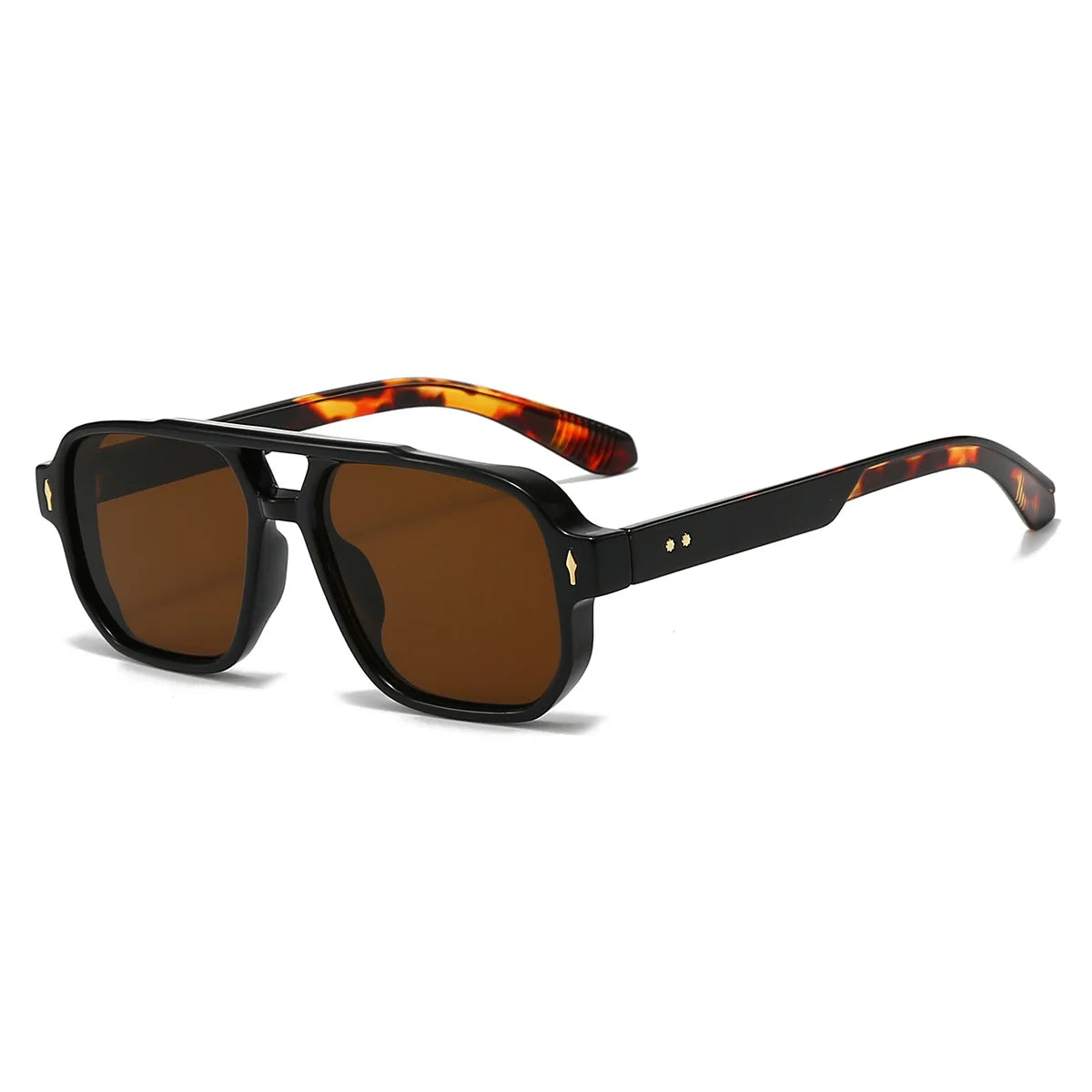 Classic Double Bridges Square Sunglasses Women Men Fashion Clear Ocean Lens Eyewear Trending Rivets Female Sun Glasses UV400