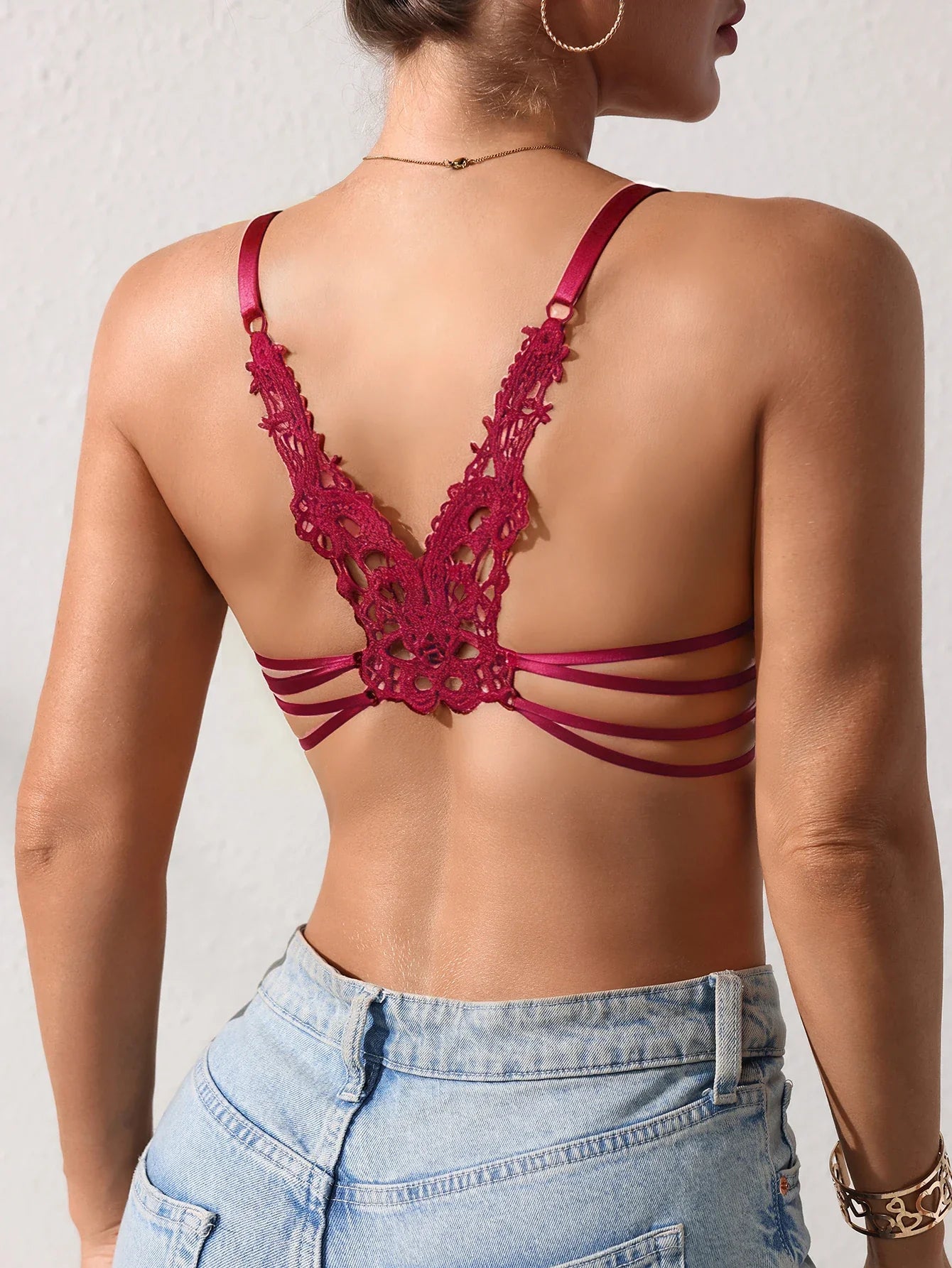 Butterfly lace Backless Style sexy bras Fashion Comfortable women's bra Front closure push-up bra