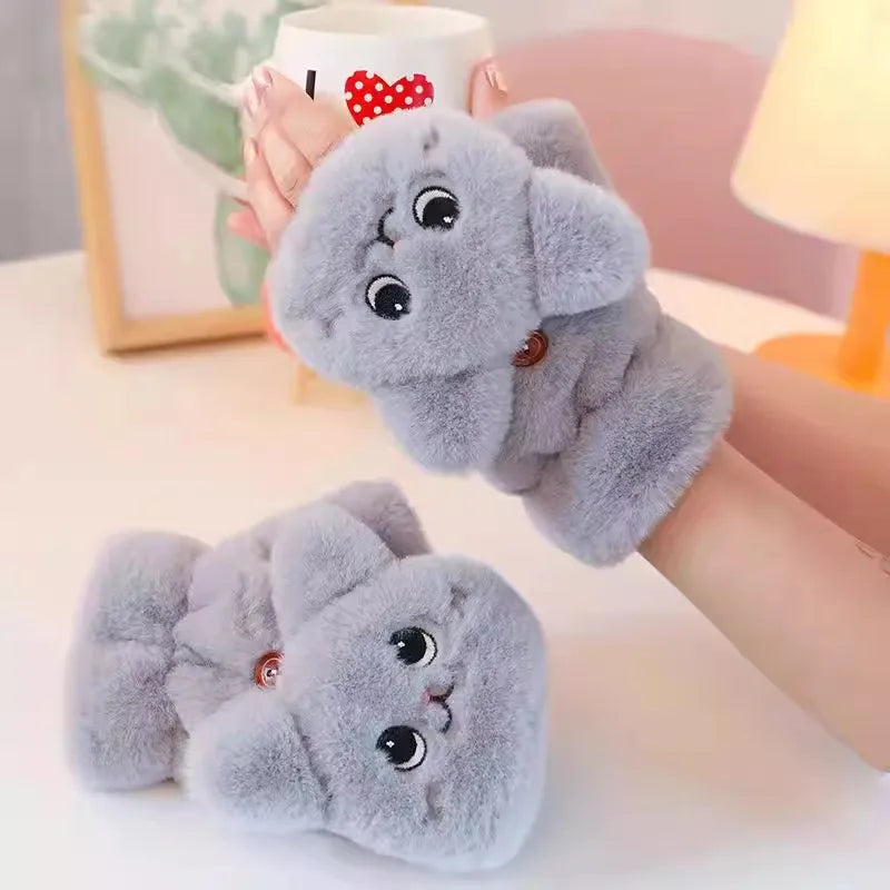 Manoplas de peluche de gato kawaii