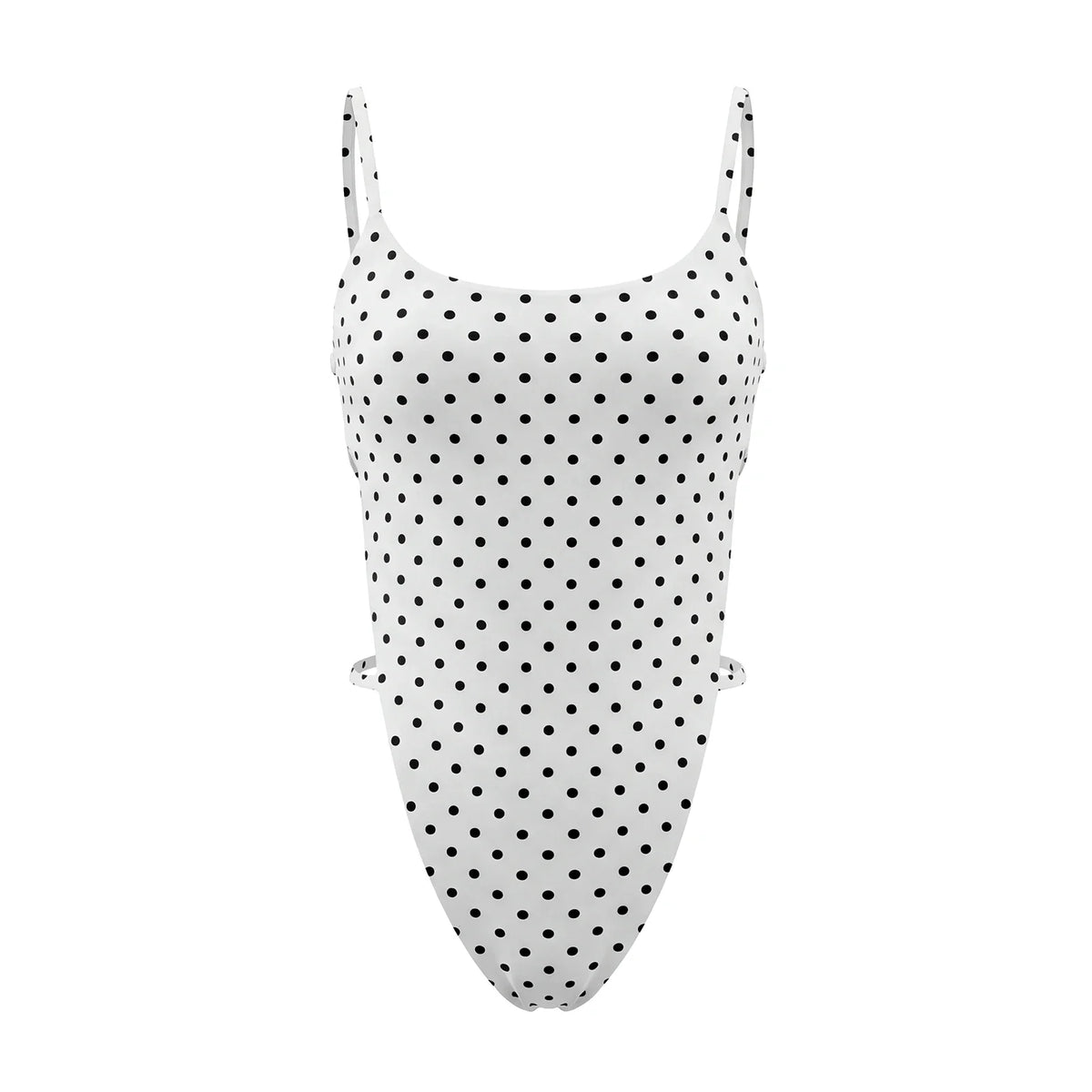 Women's Stylish Dots Print Summer Tight Thong Bodysuit Sleeveless Square Neck Spaghetti Strap Backless Romper