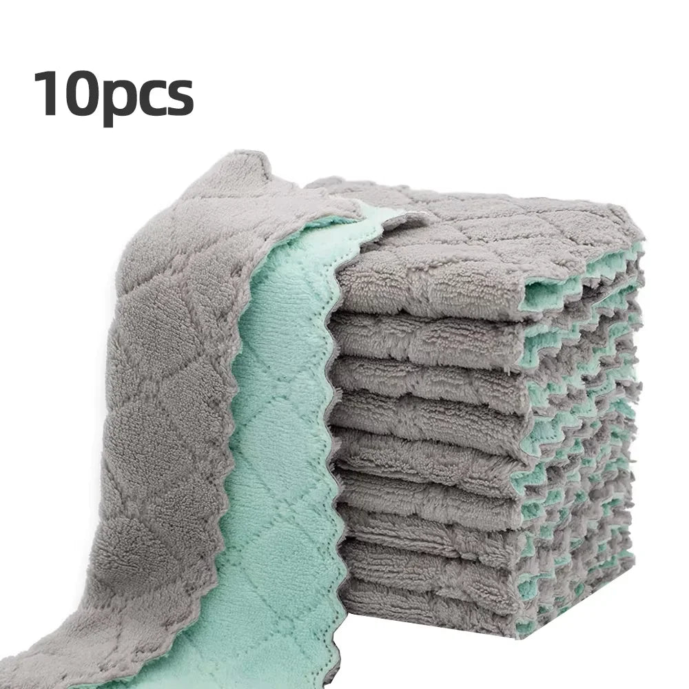 Soft Absorbent Cleaning Rags 10 Pack Reusable Dishcloths Quick Drying