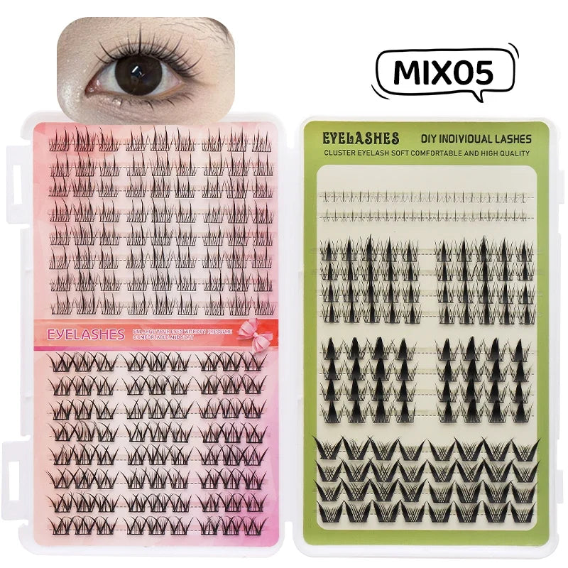 DINGSEN Eyelash Clusters Book Large Capacity Volume Individual Lashes Book Natural Long DIY Cluster Eyelash Extensions Makeup