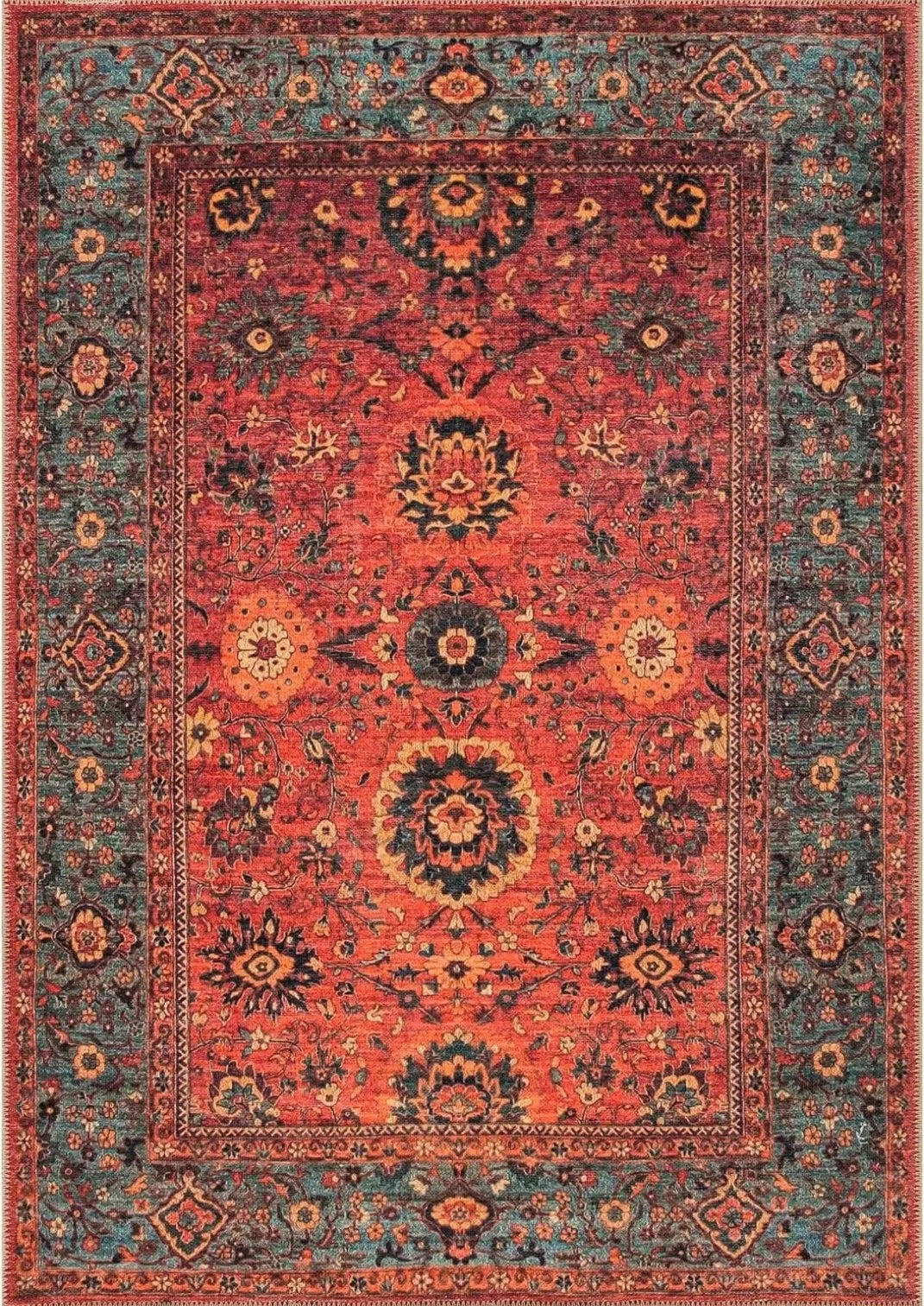 Turkish Style Red Rugs Classic Style Carpet Non Slip Living Room Rug Popular Modern Rug Ottoman Style Boho Rug Entrance Door Mat