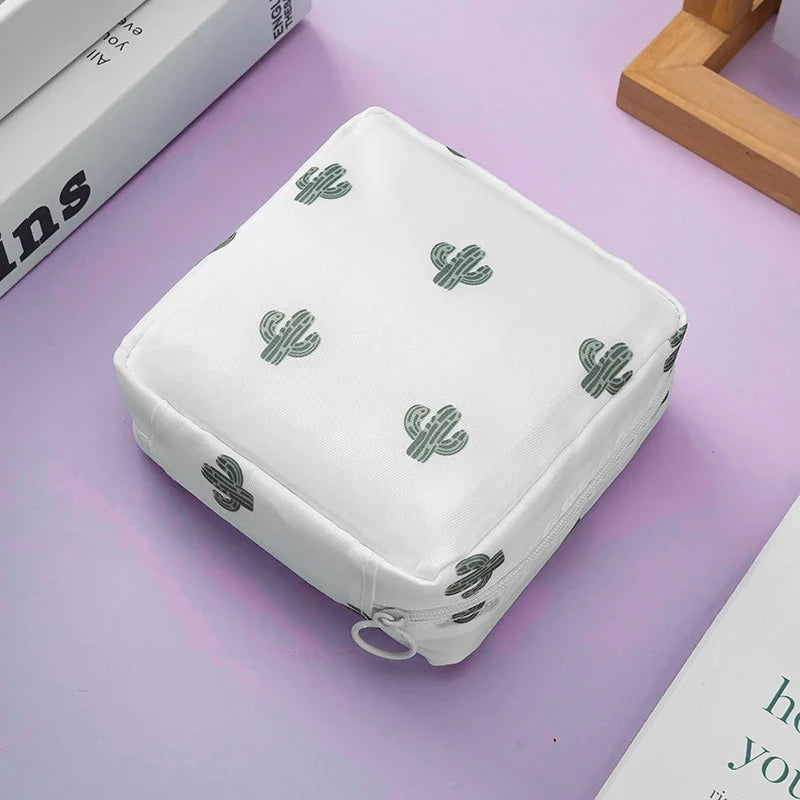 Zero Wallet Sanitary Napkin Storage Bag Portable Mini Simple Cartoon Cute Large Capacity Sanitary Cotton Portable Storage Bag