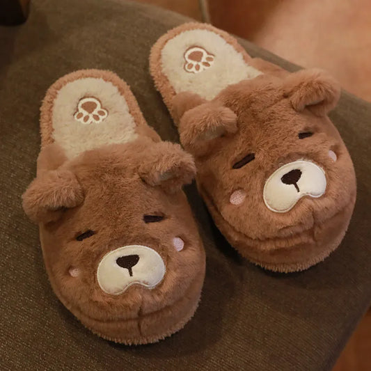 Pantuflas de osito de peluche suaves