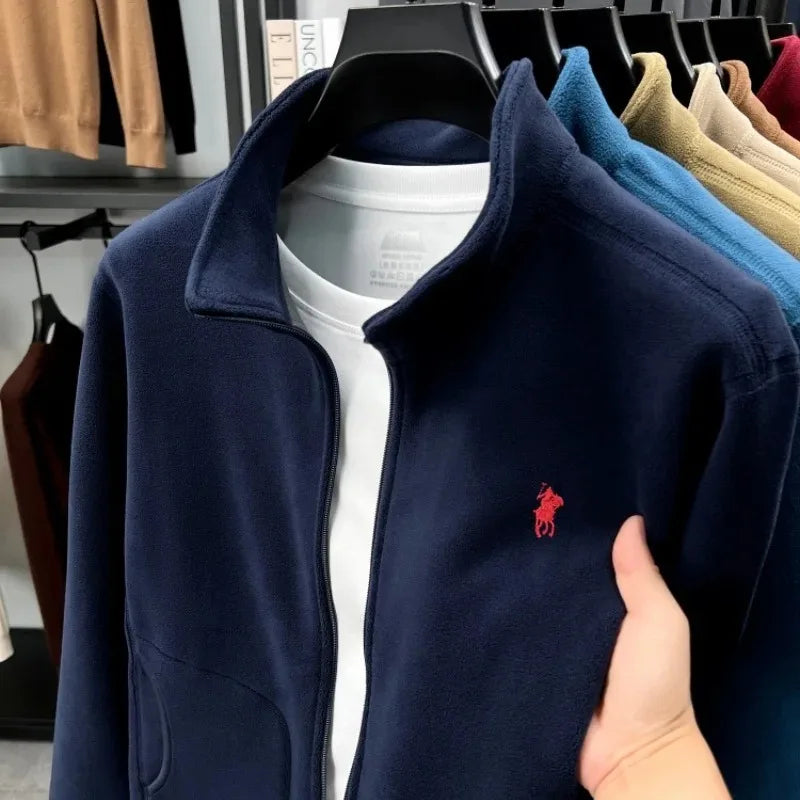 Luxury brand men's jacket winter thick plush warm pockets new coat fashion classic Paul embroidery zipper stand up collar top