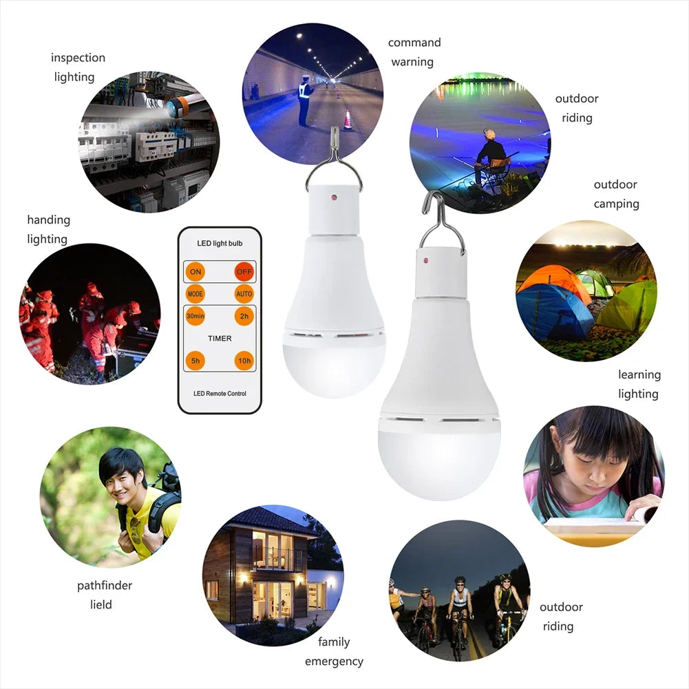 5 Modes 20 COB LED Solar Light Bulb Portable hang lamp USB Rechargeable Energy Bulb Lamp for Outdoor Camping Solar Tent Lamp