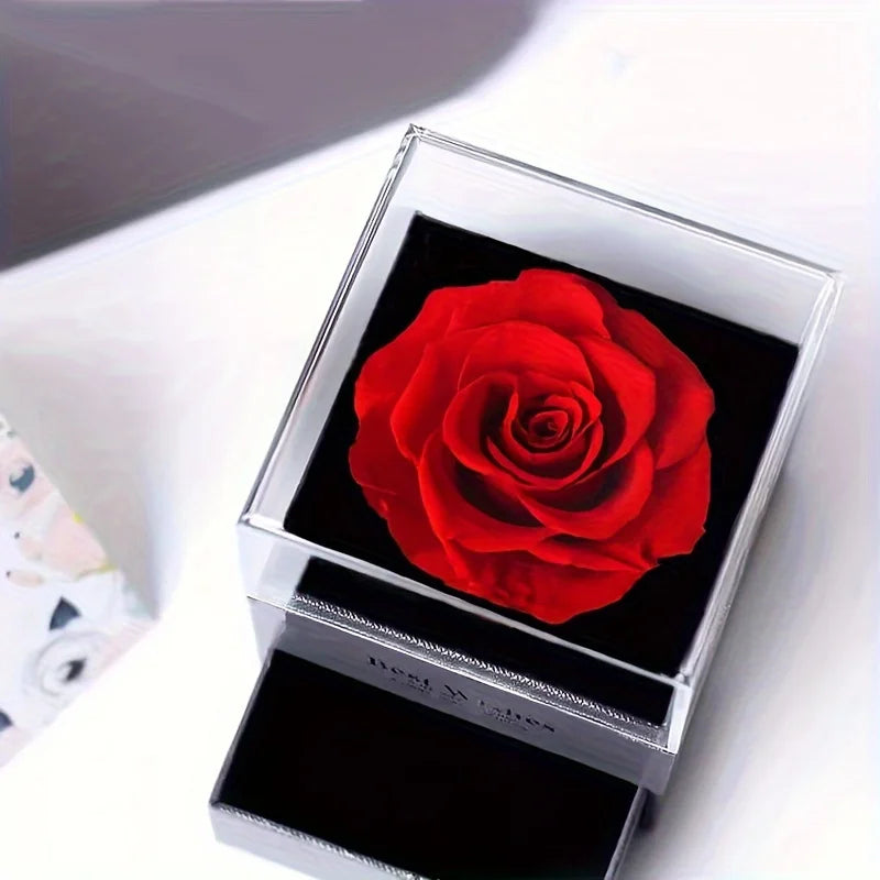 Luxury Red Zircon Heart Necklace With Rose Flower Gift Box For Girlfriend Birthday Valentine Gift  Romantic Accessories