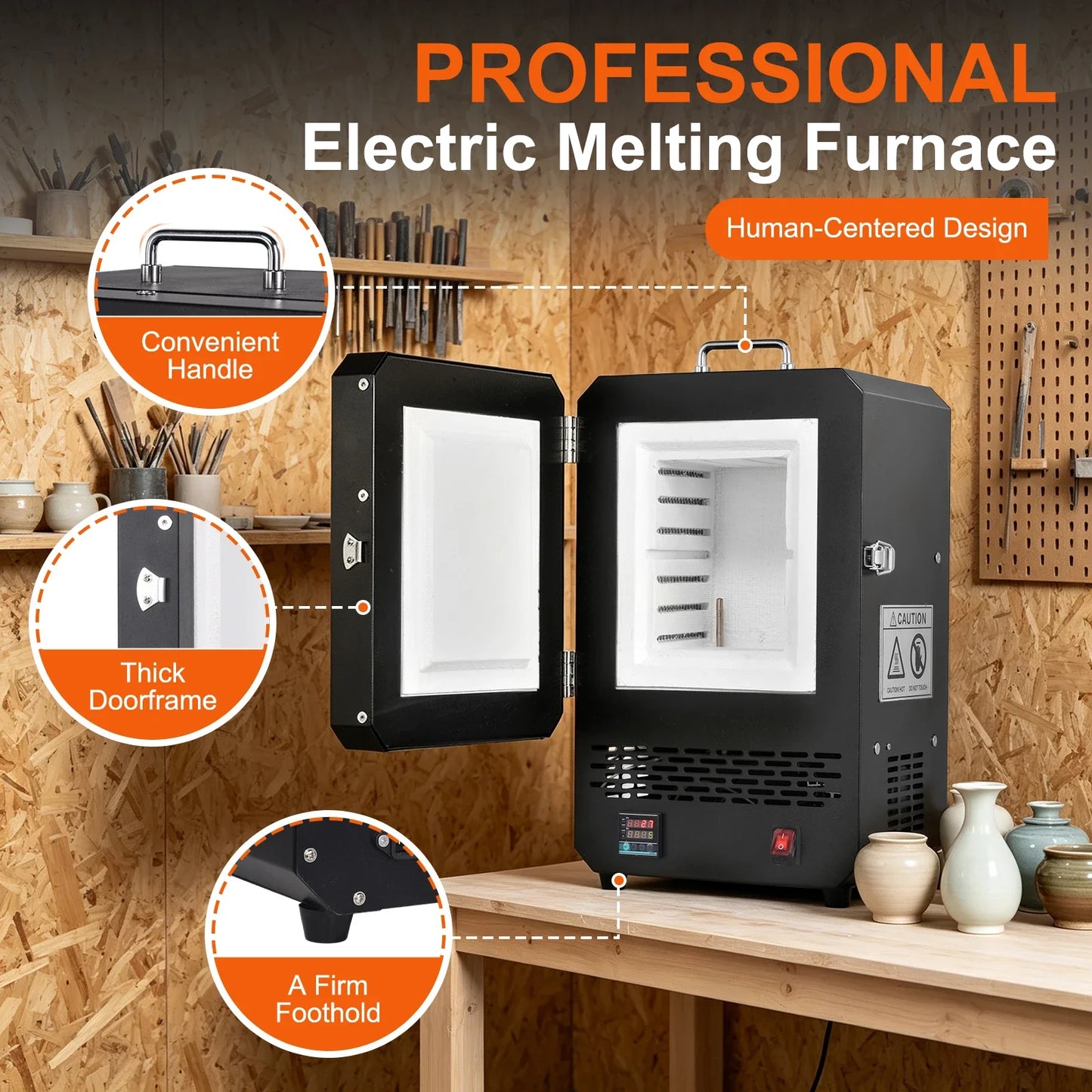 Electric Melting Furnace 1500W With PID Digital Control