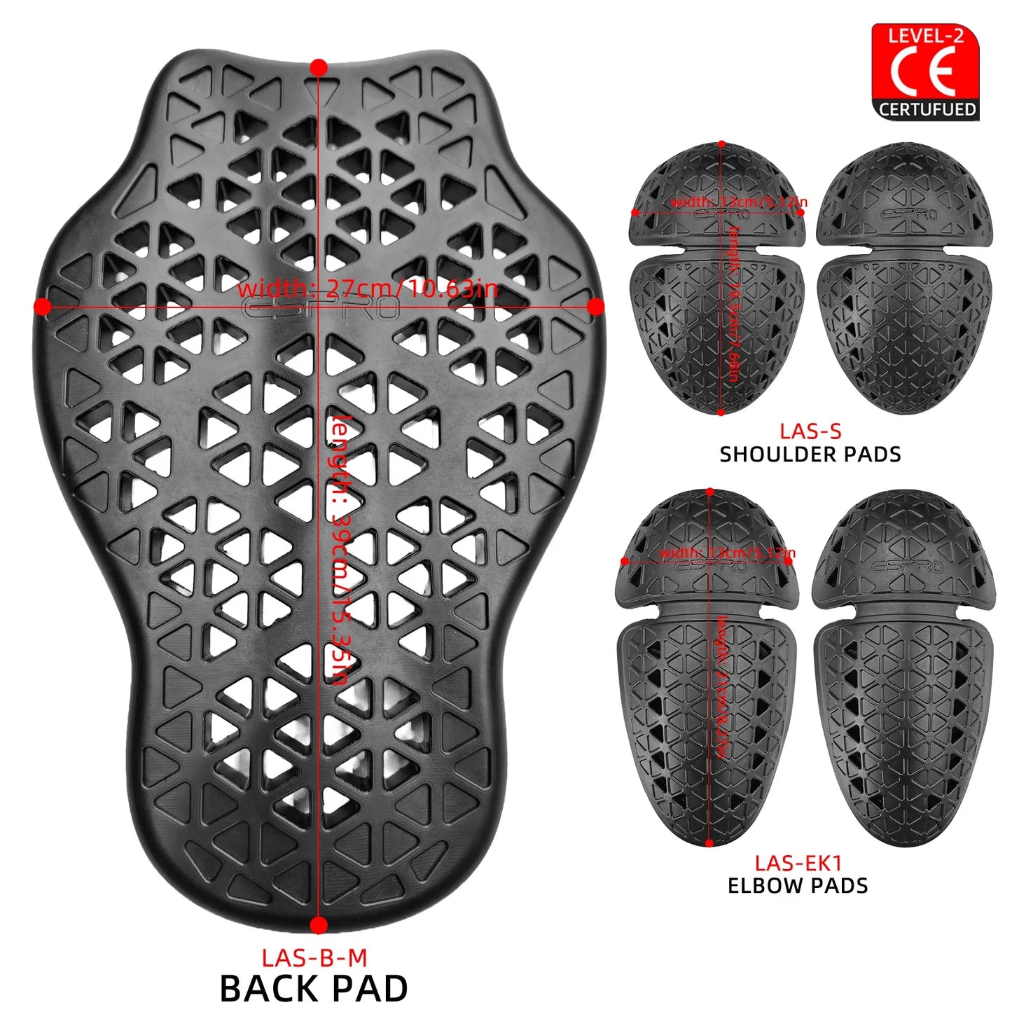Black CE Level 2 Certified Motorcycle Jacket Insert Protector Thick Elastic Back Spine Protective Pad Rider Armor Coat Accessory